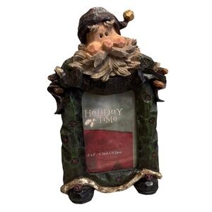 Poly Pretty Heavy Resin Christmas Frame with Santa Design - Holds 4x6 Picture